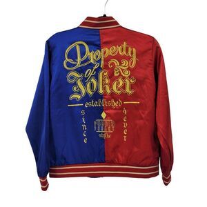 Harley Quinn Suicide Squad Satin Bomber Jacket Sz M Red Blue Cosplay Costume